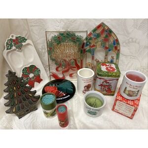 Vintage‎ 1980's Christmas Lot Decorations Candles Matches Spoon Rest Some NIP #2